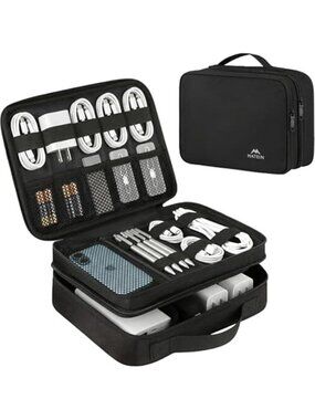 Electronics Organizer Travel Case, Water Resistant Cable Organizer Bag